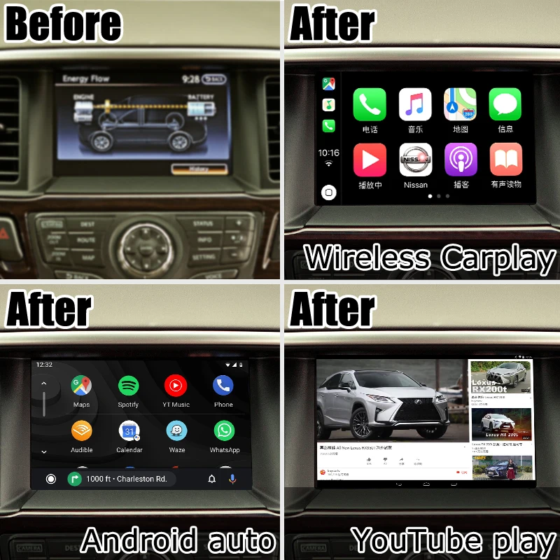 Интерфейс Android / carplay для Nissan Pathfinder R52 2012 17 с QX50 QX60 Q70 QX80 видеоинтерфейс GPS навигация