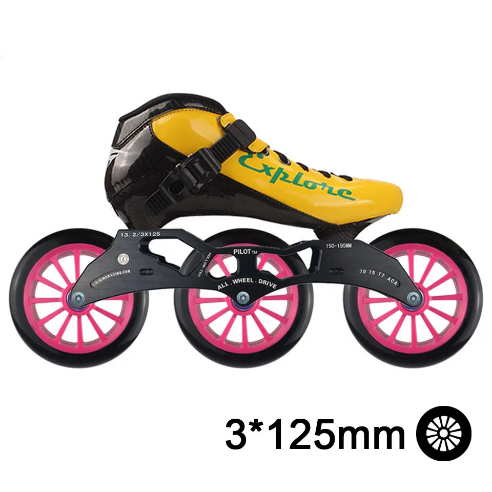 Yellow Red ISPORTS скоростные роликовые коньки из углеродного волокна для соревнований 3*125 мм или 4*100/110 мм уличные гоночные коньки Patines роликовые коньки SH56 - Цвет: Yellow Red