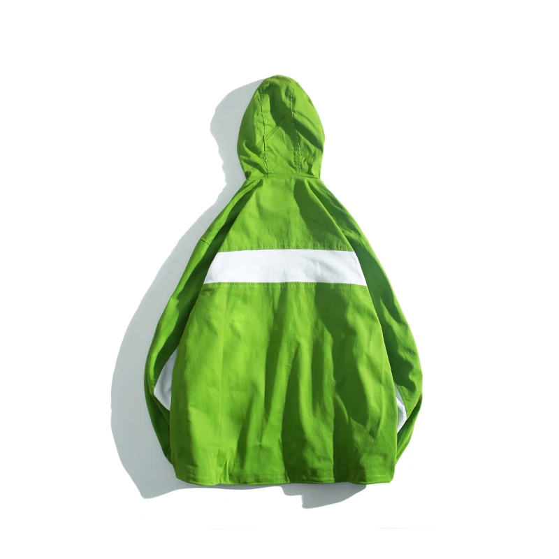 Уличная мужская куртка на молнии с капюшоном и надписью неонового цвета ветровка