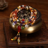 6mm color agate gemstone 108 beads mala bracelet pray energy yoga handmade reiki wrist natural lucky