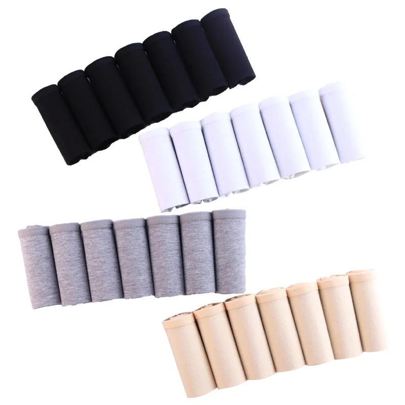 7 шт./лот нижнее белье женские хлопковые трусики милое однотонное сексуальные