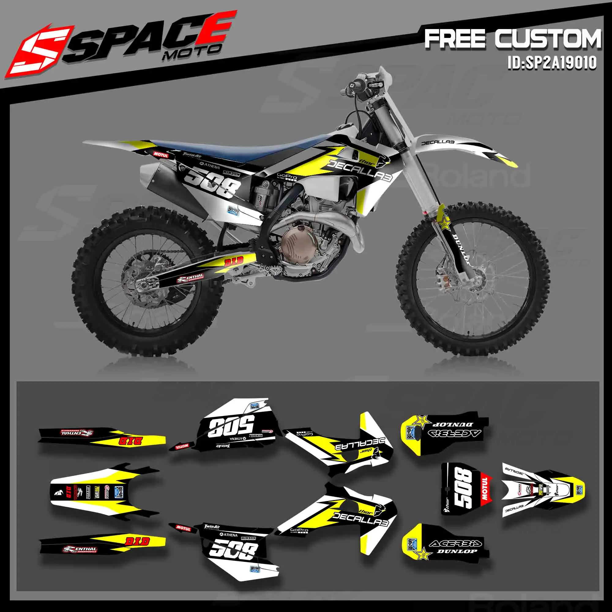 

Набор графических наклеек и стикеров SPACEMOTO для мотоциклетной команды для Husqvarna TC FC TX FX FS 2019 2021 TE FE 2020 2022 Motocross Racing