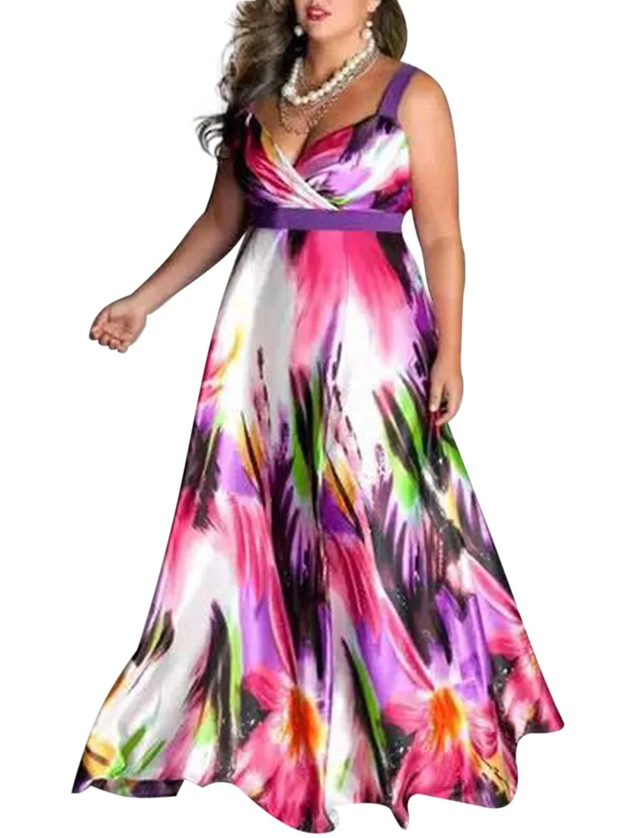 Женское платье с v образным вырезом макси на бретелях спагетти без рукавов весна