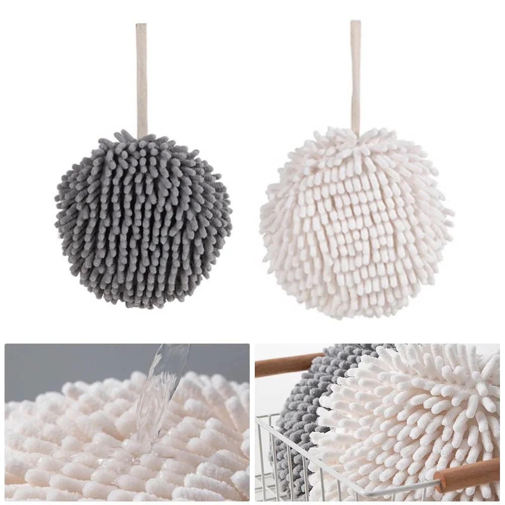 

Hanging Hand Towel Soft Plush Hanging Towel Quick-Drying Towel For Dry Hands Wipe Towels Ball Kitchen Bathroom Accessories