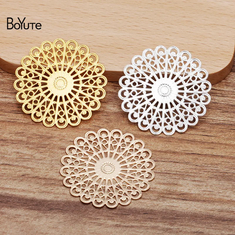 

BoYuTe Wholesale (20 Pieces/Lot) 38MM Flat Metal Brass Flower Filigree Findings Diy Hand Made Jewelry Accessories