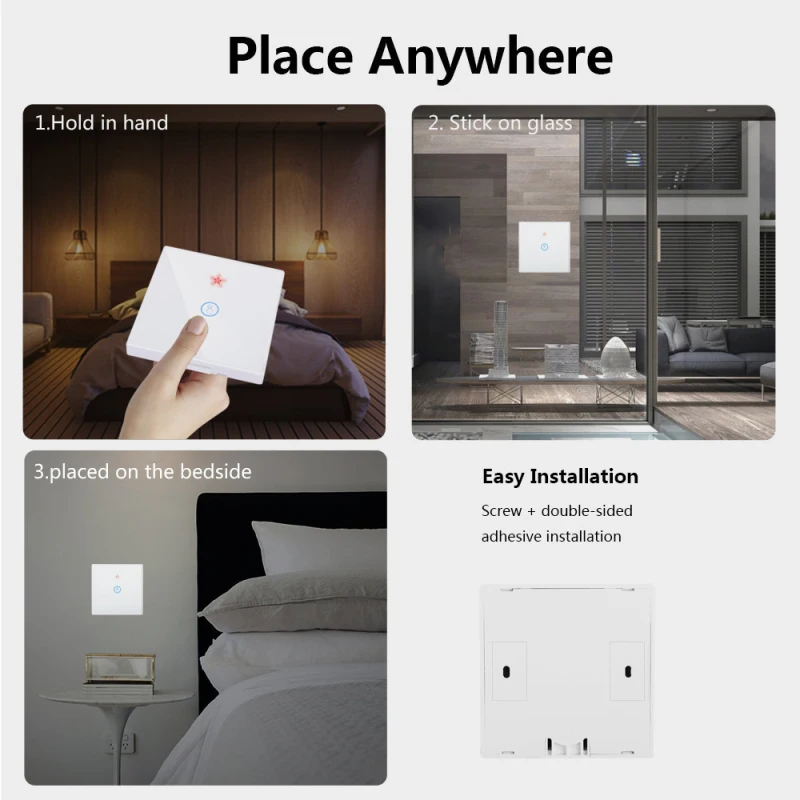 

Smart Wireless Touch Remote Control Switch E26 E27 Lamp Bulb Holder 1/2/3 Gang 433Mhz RF Remote Control Wall Panel AC110-220V