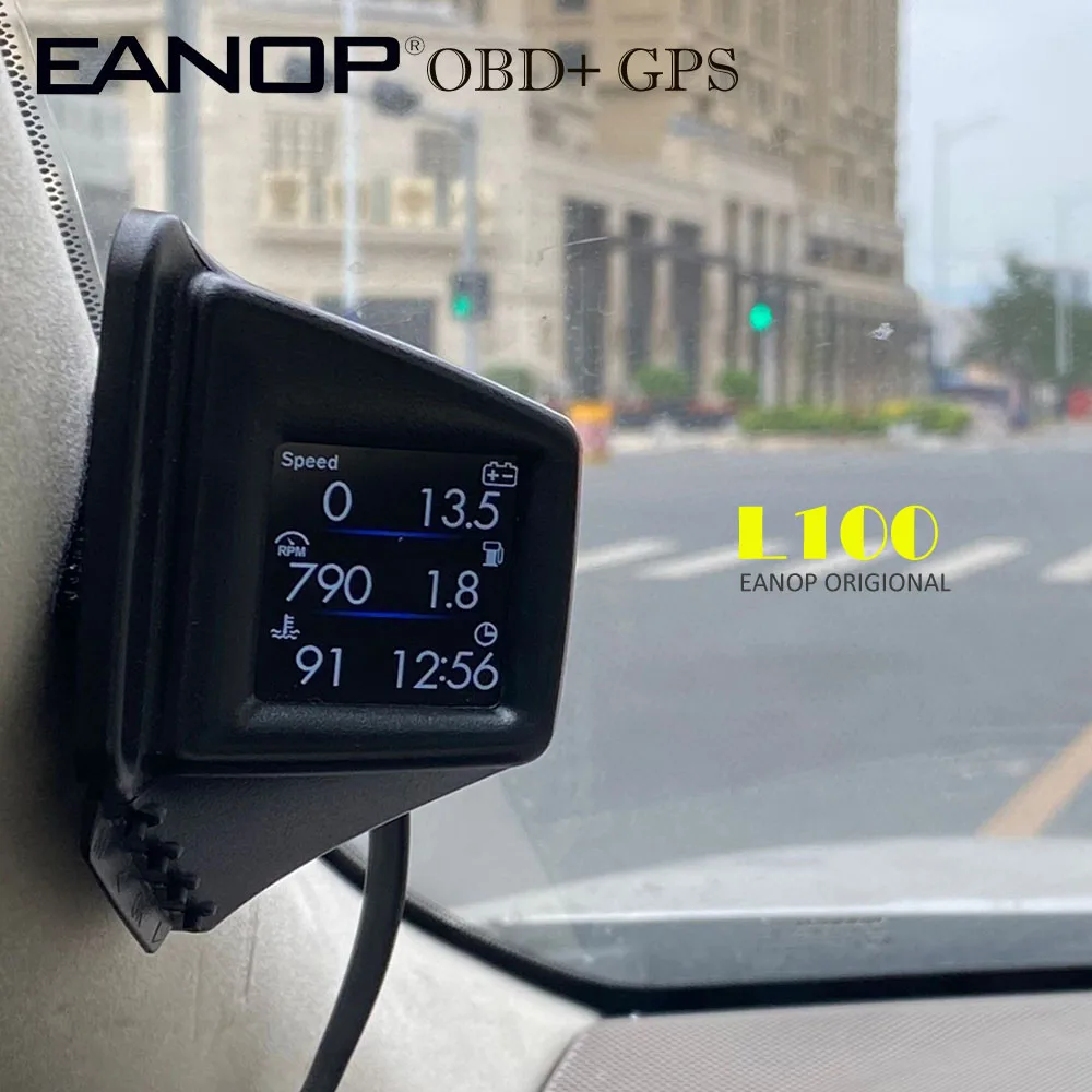 EANOP умный OBD2 + GPS HUD L100 головное устройство дисплей скоростной измеритель скорости
