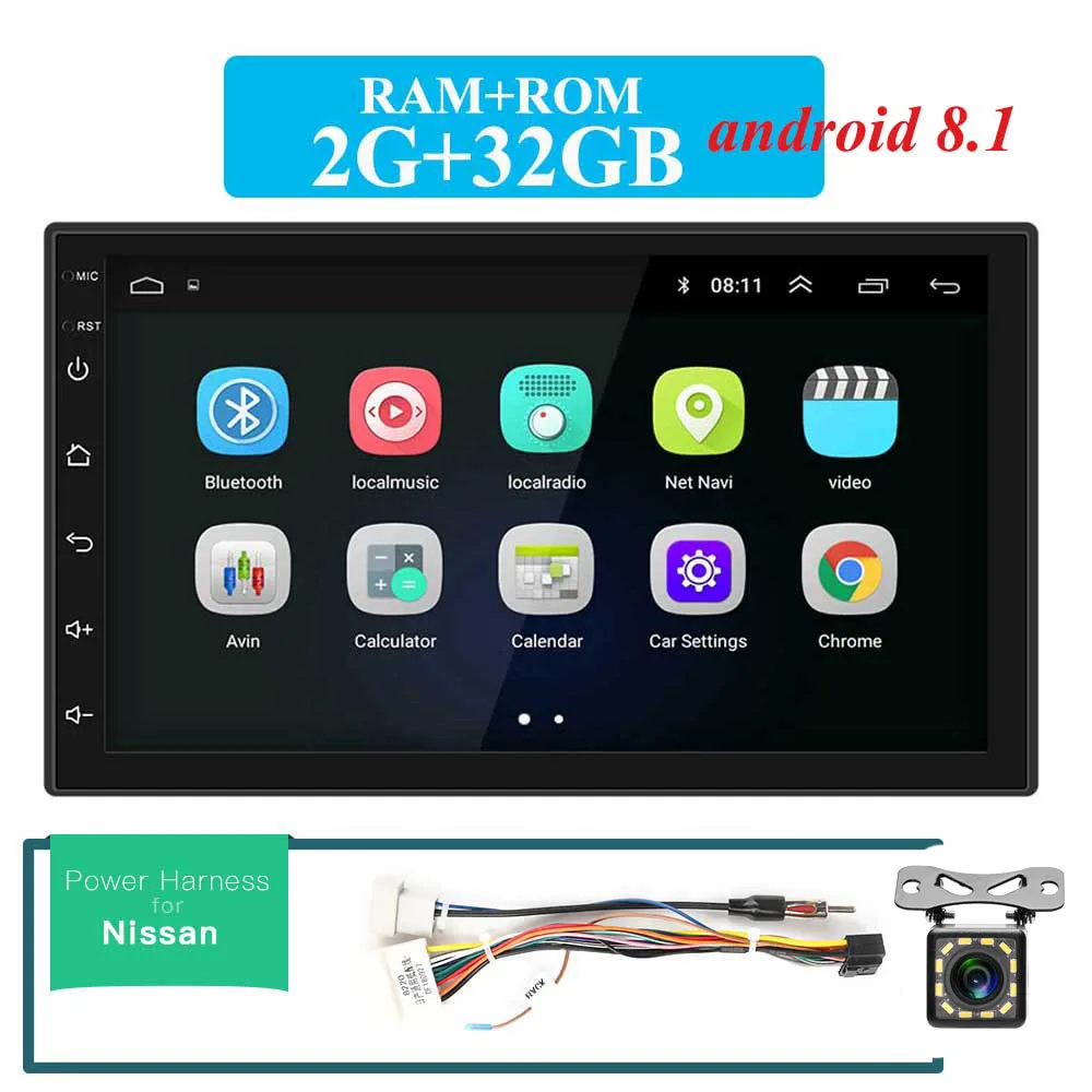 2 with 32 nissan Android 8,1 автомобильное радио стерео gps навигация Bluetooth wifi Универсальный 7 ''2din 2.5D ips автомобильное радио стерео четырехъядерный мультимедиа - Цвет: 2 with 32 nissan