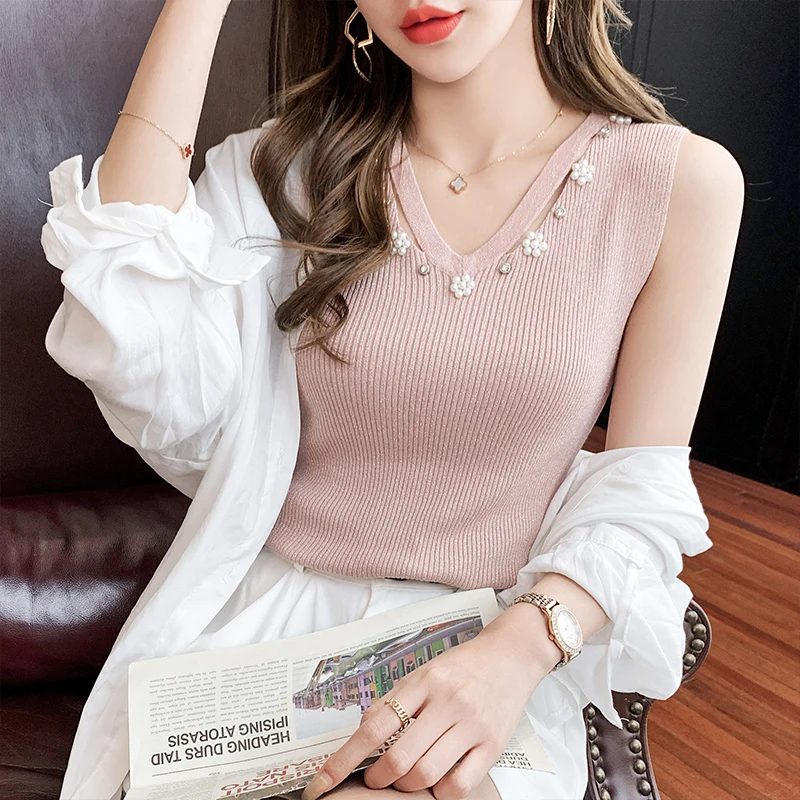 Жилет Для женщин Базовая белая вязаная ткань слинг чувство дизайна нишу одежда