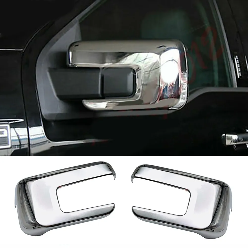 2pcs For Ford F150 F-150 2021-2022 ABS Chrome Mirror Covers Cap Rear View Mirror Case Cover Replace Rearview Side Mirror Cap