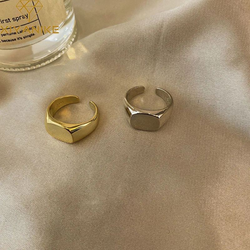 

XIYANIKE Silver Color Geometric Ellipse Smooth Width Opening Ring For Women Charm Elegant Jewelry Party Hand Accessories