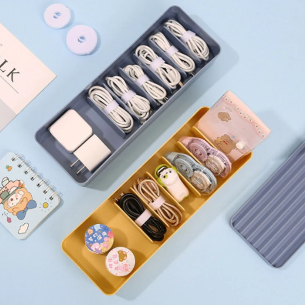 Desktop Data Cable Separation Storage Box Mobile Phone Charging Earphone Power Cord Sorting And Fixing with lid1 | Дом и сад