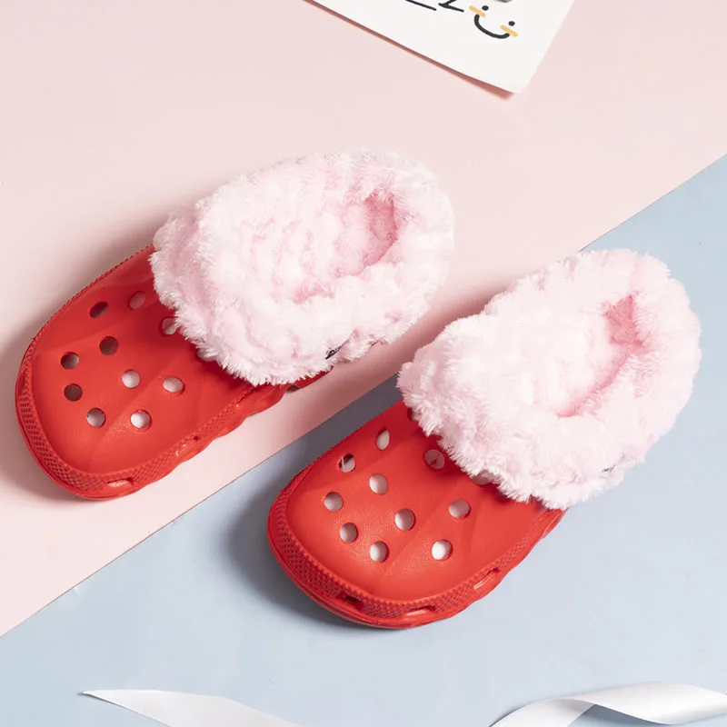 Ltolo Children Kids Boys Girls Mules Warm Clogs Winter Crock Garden Sandals Slippers Cave Hole Baby Shoes For Boy Girl  EUR24-35