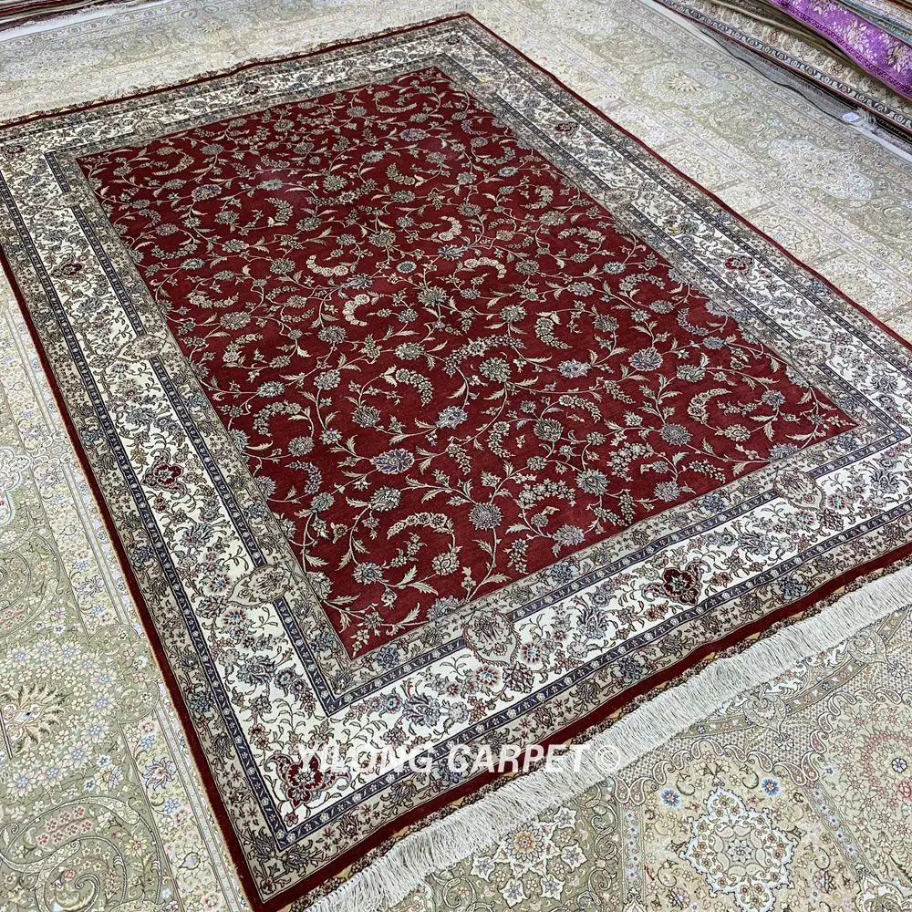 Красные персидские шелковые коврики Yilong 6 'x 9' винтажные восточные