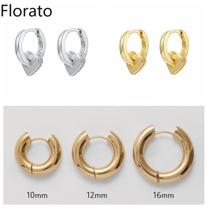 

S925 Sterling Silver Diameter 10/12/16 Minimalist Earrings for Women Love Pendant Hoop Earrings Fashion Engagement Jewerly A35