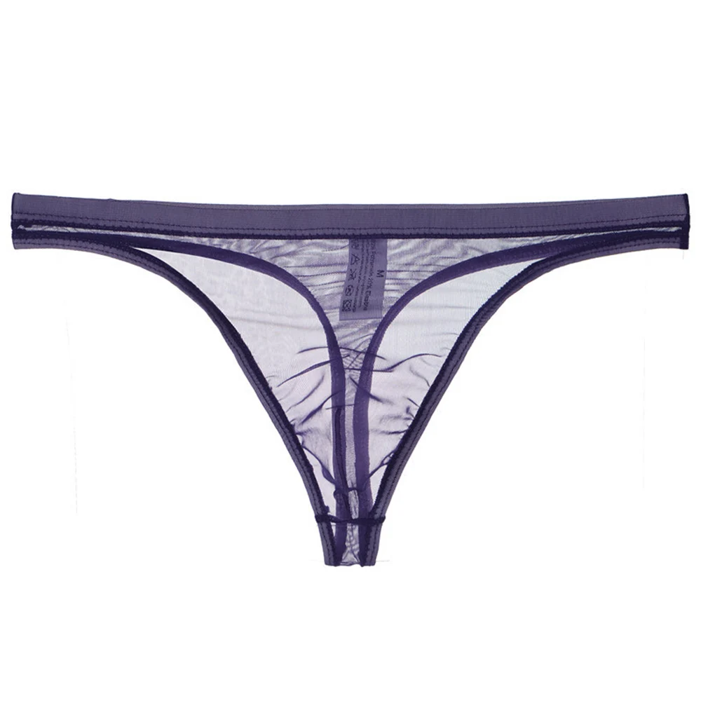 

Men Briefs Ultra-thin T-Back Underwear Sexy Sheer Mesh/Smooth Mesh Micro Thongs Solid Color See Through Underpants Male