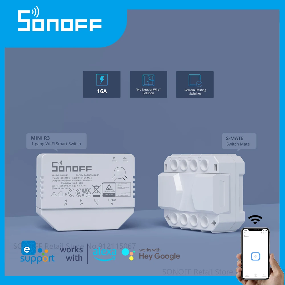 Умный выключатель SONOFF MINI R3 16 А с поддержкой Wi-Fi и Bluetooth | Строительство ремонт
