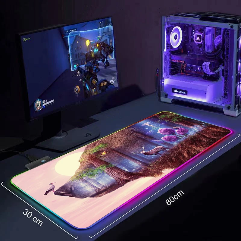 

Big Keyboard Desk Mat RGB Large Mouse Pad Fantasy Animal Gamer Big Mouse Mat Computer Mousepad LED Backlight Gaming Mause Pad
