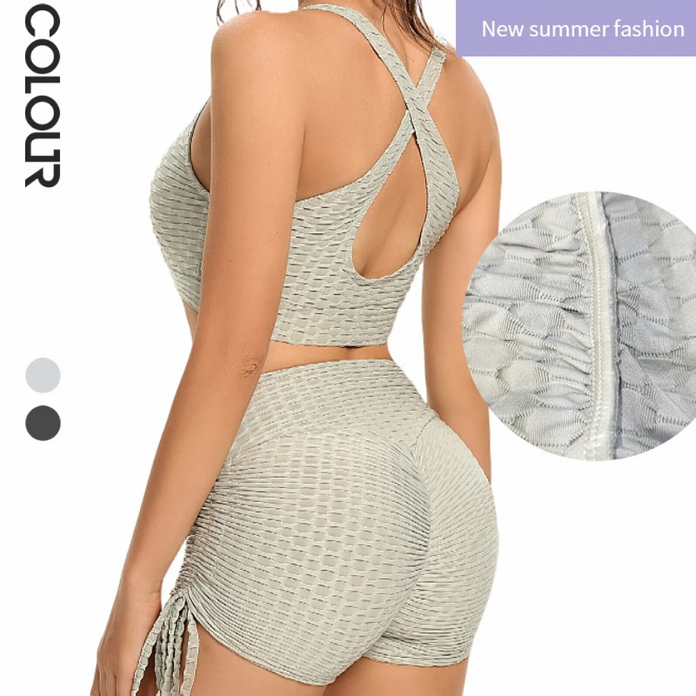 

Новый костюм для йоги для женщин, комплект быстросохнущего жилета и шорт для йоги, спортивный бесшовный спортивный бюстгальтер для бега, фи...