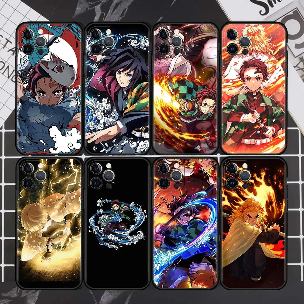 

Anime Cartoon Demon Blade Phone Case For iPhone 13 11 12 Pro XR 7 8 + X XS Max 6 6S Plus 5 5S SE 2020 Coque Black TPU Shell