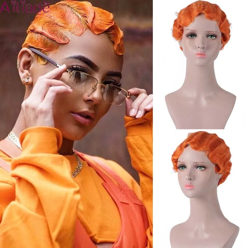AILIADE короткие кудрявые волнистые волосы парики блонд черный синтетический не