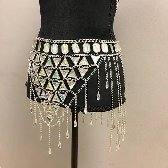 940-Skirts Сексуальная Женская короткая мини-юбка с кисточками и блестками, модные вечерние юбки для клуба, эластичные винтажные женские юбки с металлической цепочкой и камнями - Цвет: 940-Skirts
