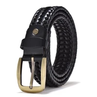 fashion hand woven braided belt for women men luxury leather cowhide pin buckle belt lady belt waistband for dress suit jeans