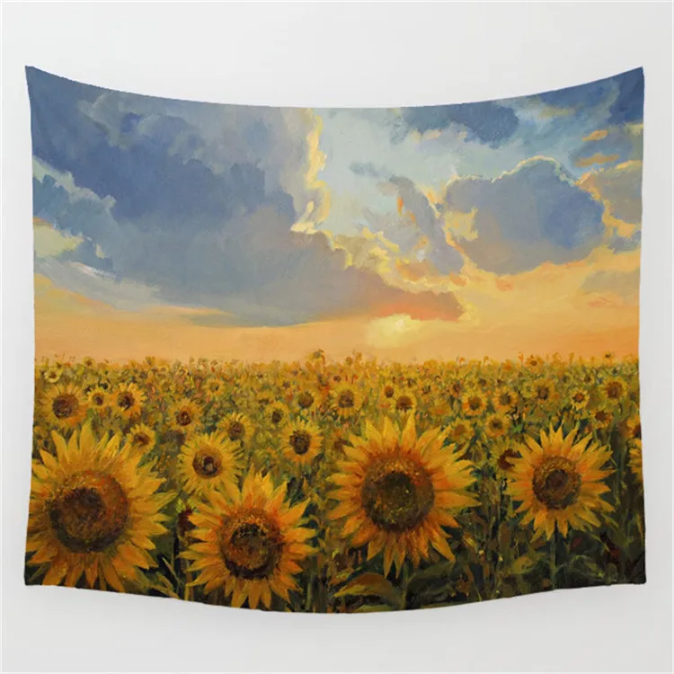 

Printed Polyester Tapestry Sunflower Landscape Tapestry Wall Hanging Wall Hanging Tapestry Psychedelic Pattern Yoga Throw Beach