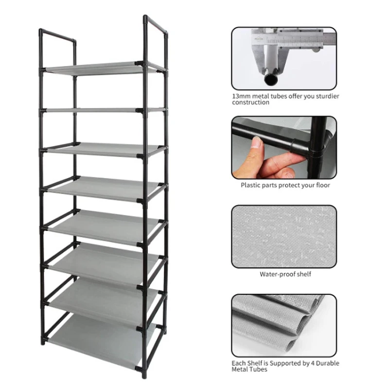 Двухрядный обувной стеллаж 13 мм сборная обувная полка пылезащитный органайзер