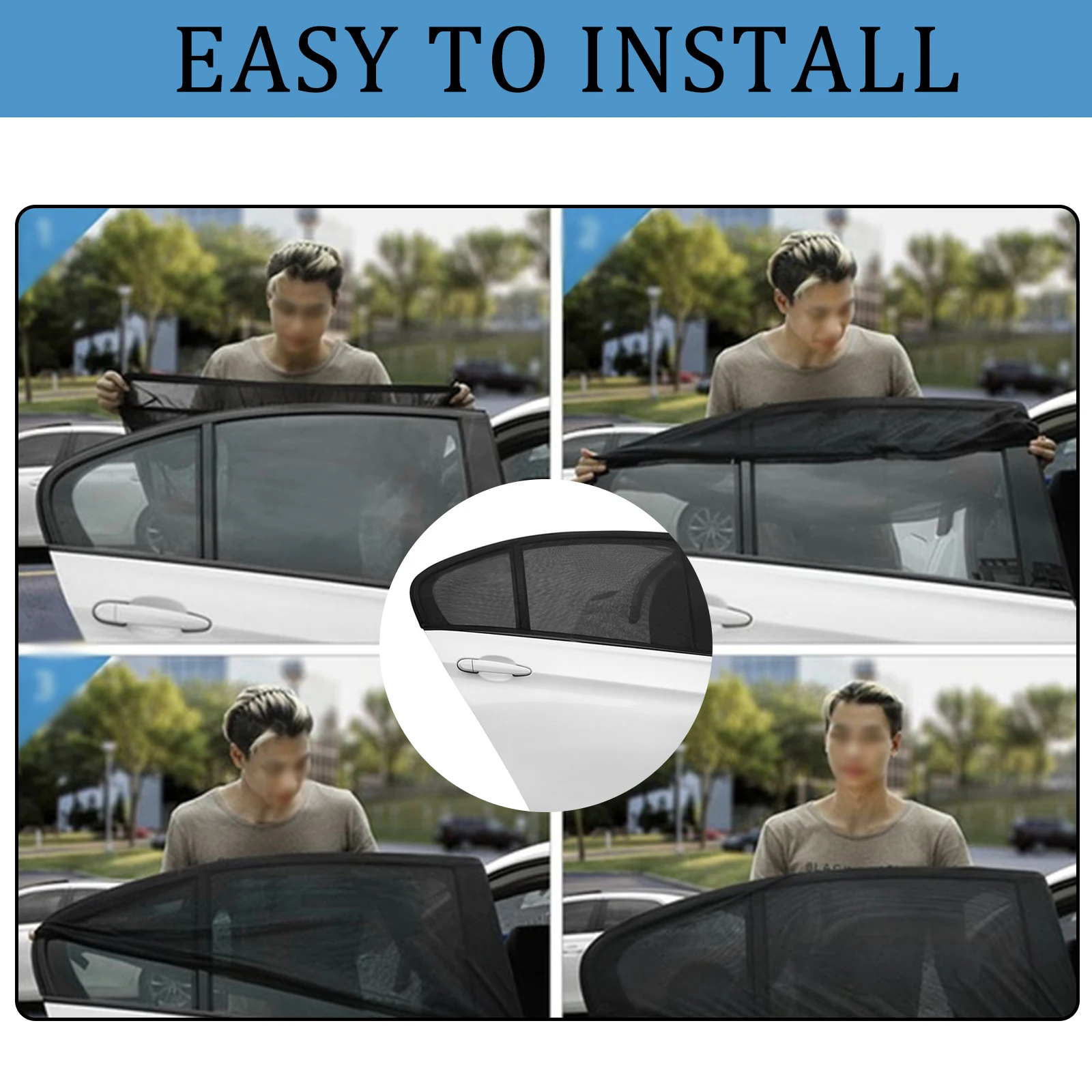 

2x Car Polyester Rear Side Window Mesh Sun Visor Shade Cover Shield UV Protector Enhances Privacy Fits Most Car Model 54cmx92cm