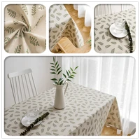 cotton linen tablecloth rectangle leaf print modern desk cover for living room kitchen item home decoration table basse de salo