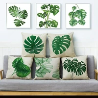 nordic style plant green leaf cushion cover for sofa home decor tropical leaves