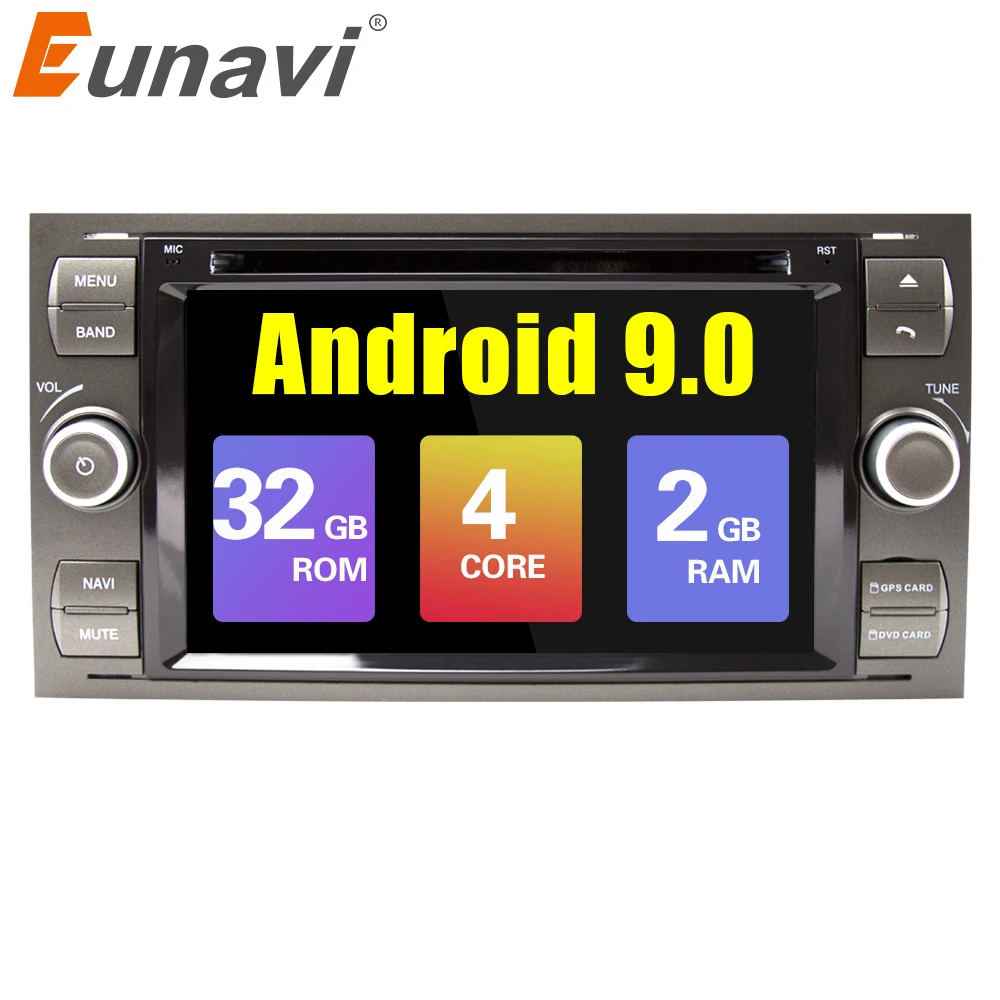 Eunavi 2 din Android 9,0 автомобильный DVD gps Радио стерео для Ford Mondeo S-max Focus C-MAX Galaxy Fiesta форма Fusion мультимедийный ПК DSP