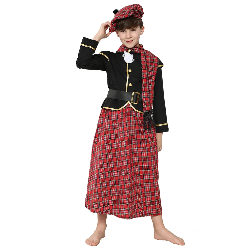 

Boys Tartan Scottish Clansman Carnival Around The World Book Day Week Halloween Fancy Dress Costume Outfit 3-14years