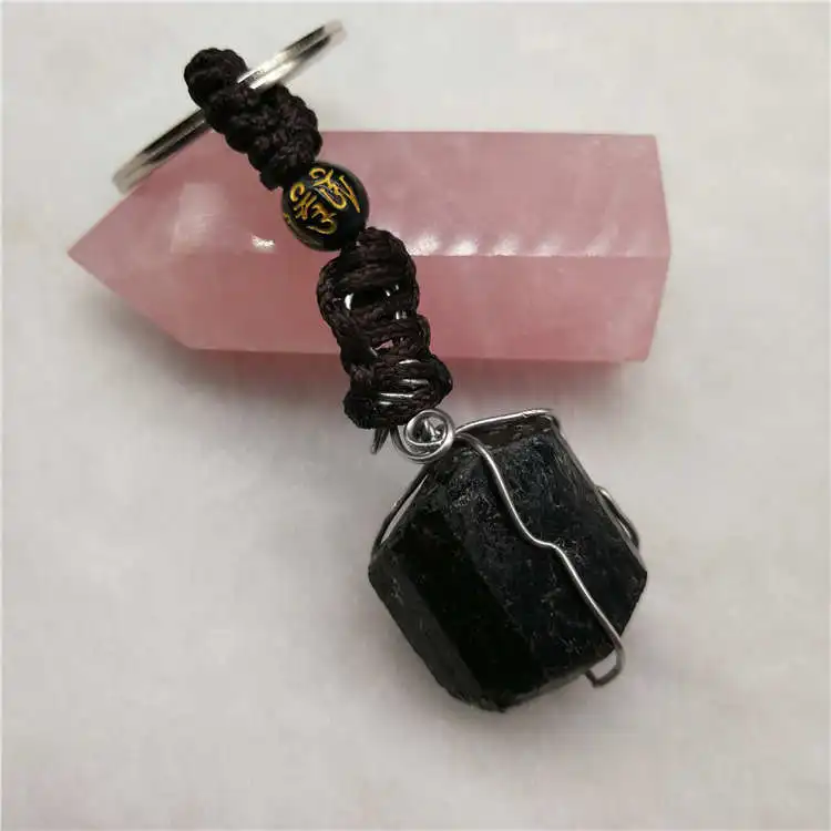 Мужской новый классический ручной работы Природный турмалиновый камень брелок