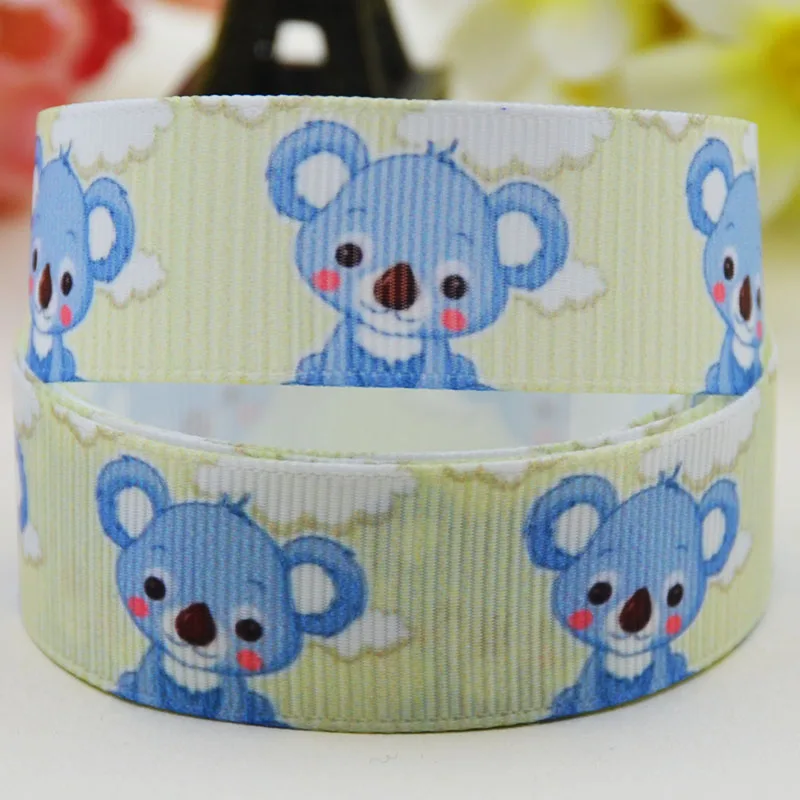 

7/8'' 22mm,1" 25mm,1-1/2" 38mm,3" 75mm Koala bear Cartoon Printed grosgrain ribbon party decoration 10 Yards X-02391