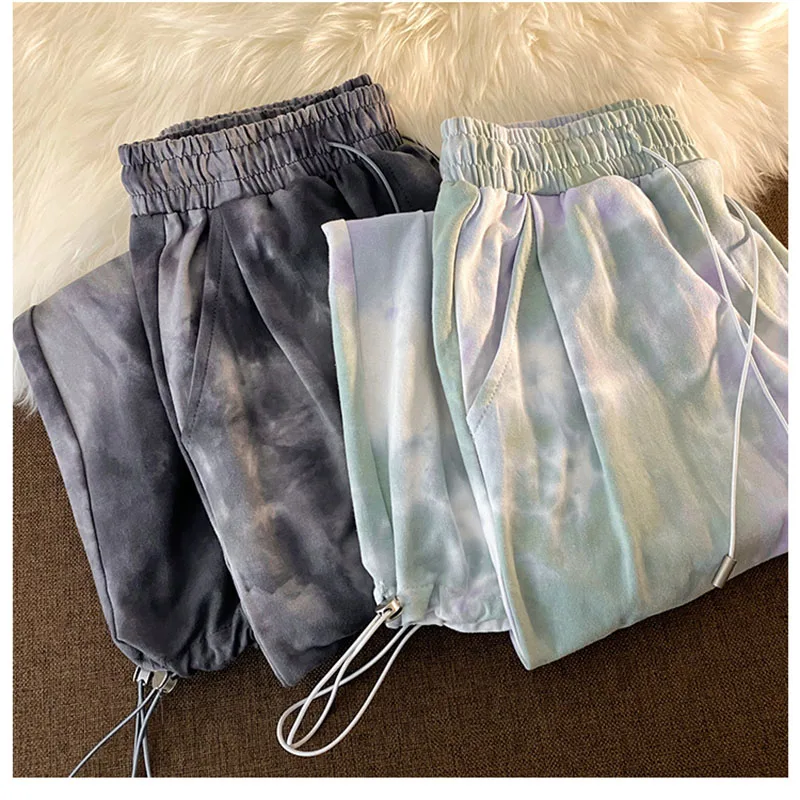 

Women Streetwear harajuku straight trousers Female Korean All-match fashion Casual Sweatpants Women's Vintage y2k Tie dye pants