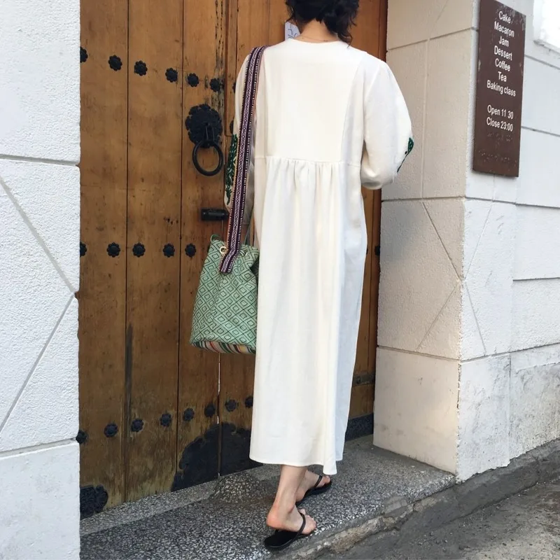 Женское винтажное платье-макси с вышивкой Gaganight повседневное свободное платье