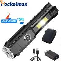 powerful led magnetic flashlight waterproof usb rechargeable torch 4 modes muti functional light outdoor camping night running
