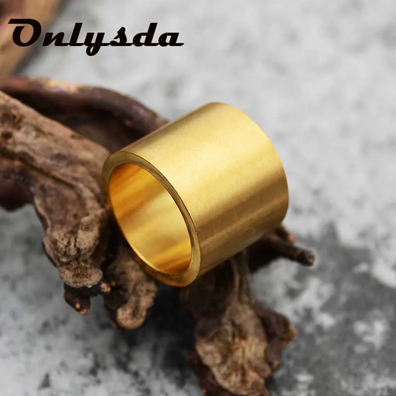 Женское кольцо из нержавеющей стали Onlysda золотистое и черное с широкой трубкой