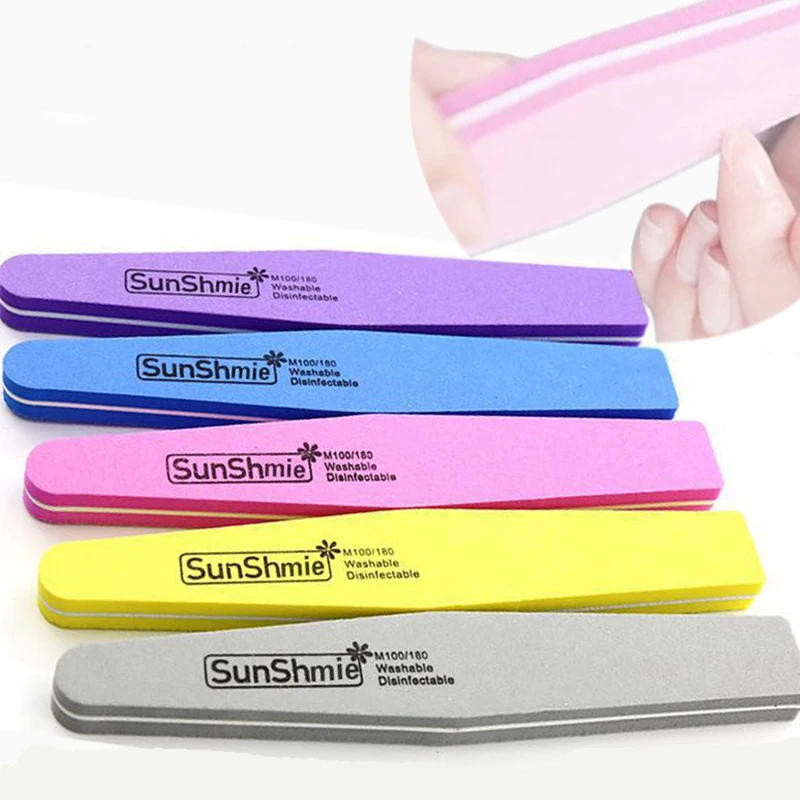 

1pc Double Side Nail files buff 100/180 Colorful Sanding Sponge Nail Buffer Block for UV Gel Nail Polish Nail Art Random Color
