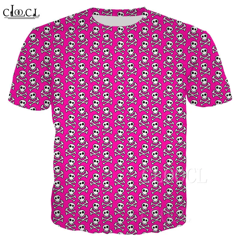 Летняя розовая футболка с рисунком черепа и фотоэлементов коротким рукавом