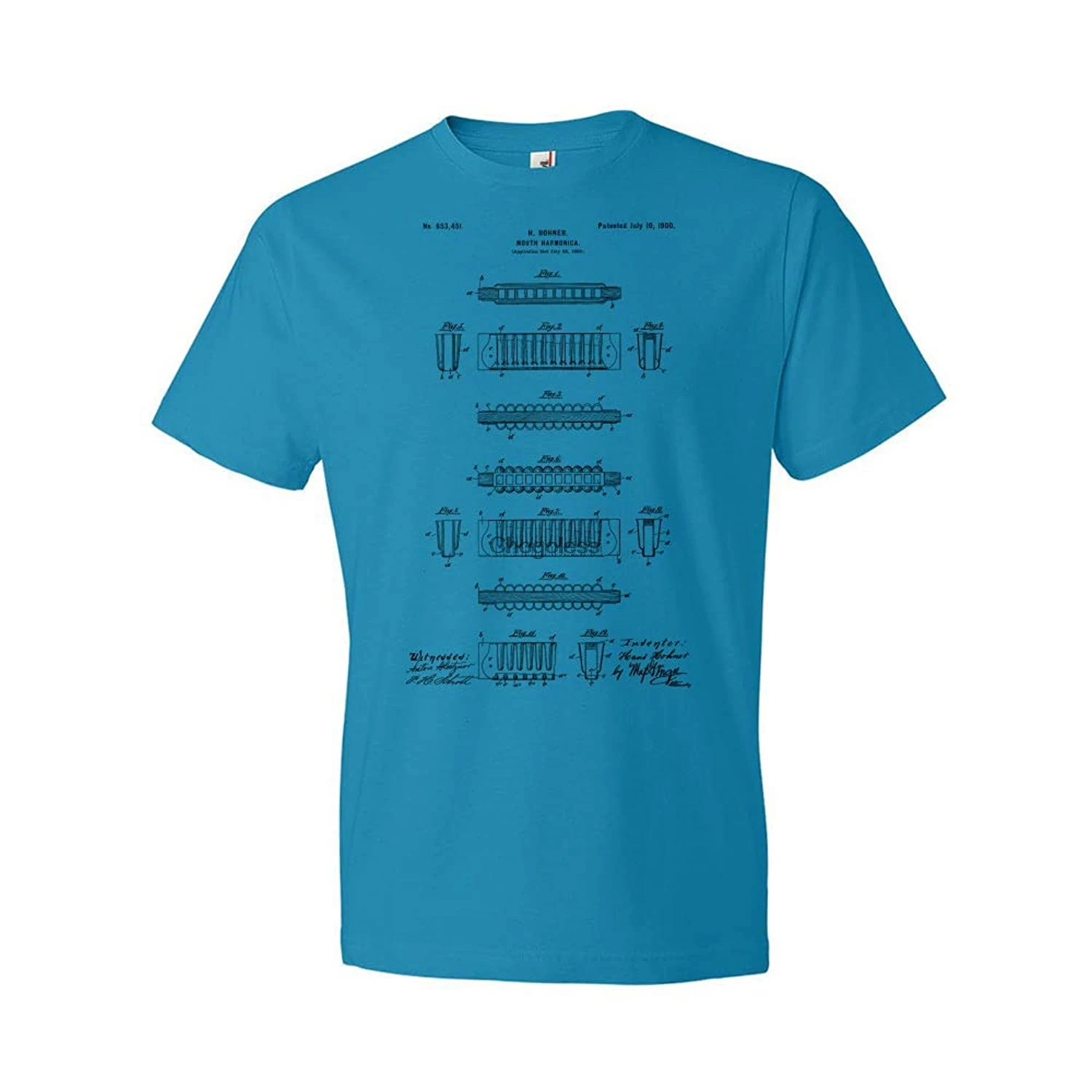 

Patent Earth Harmonica T-Shirt Recording Studio Tee Blues Player Gift Concert Hall Tee