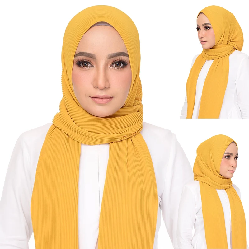 

Muslim Crinkle Chiffon Hijab Scarf Women Headscarf Wrap Islamic Pleated Shawl Scarfs Hijabs ScarvesTurban Bandana Foulard Femme