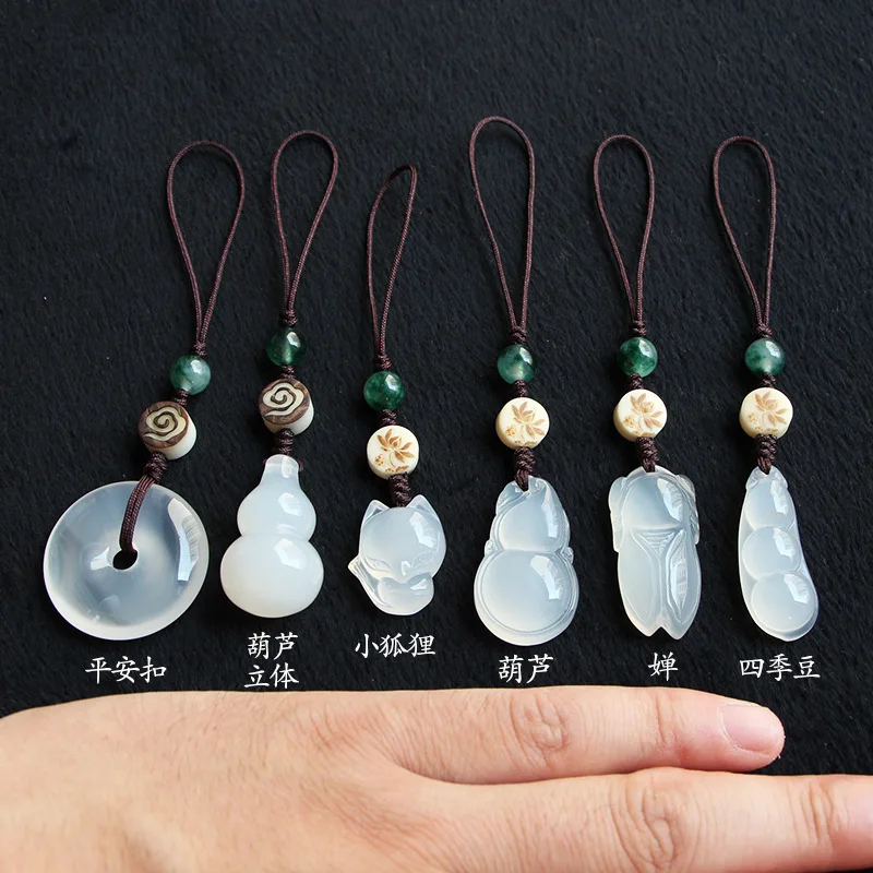 Натуральный камень лиса Цикада подвеска-Тыква брелок ручной работы Агат удача