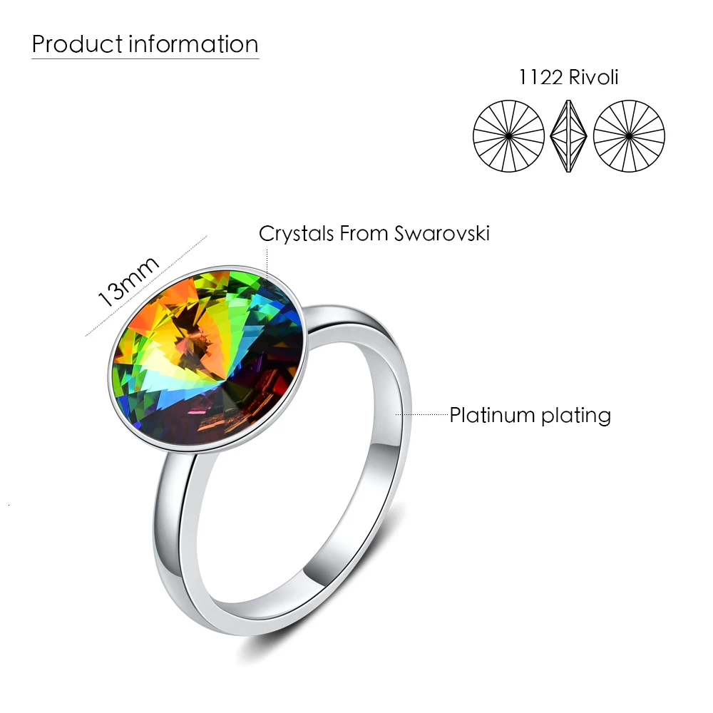 Original Crystals From Swarovski Female Rings New Fashion Round RIVOLI Stone For Women Elegant Party Wedding Jewelry Gift |