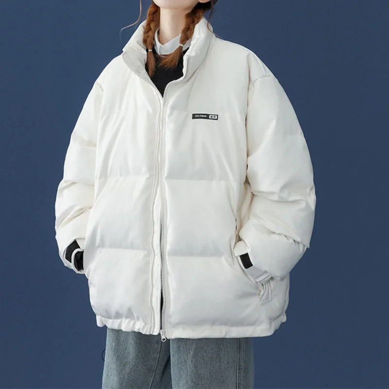 

Neploha 2022 Мужская зимняя Корейская свободная стоячая повседневная кожаная парка куртки выгодная утепленная парка Harajuku уличная одежда мужски...