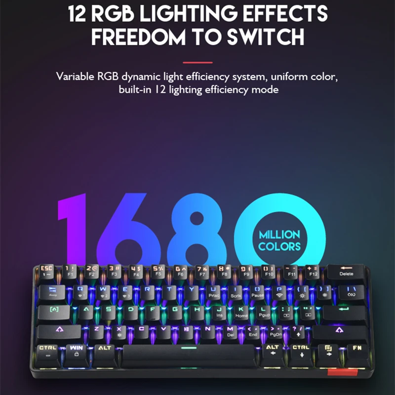 Клавиатура механическая 61 клавиша Bluetooth беспроводной и проводной двухрежимный