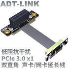 ADT-Link двойной 90 градусов прямоугольный PCIe 3,0x1 до x1 плоский Удлинительный кабель PCI Express 1x Райзер удлинитель для АУДИО LAN USB-карты