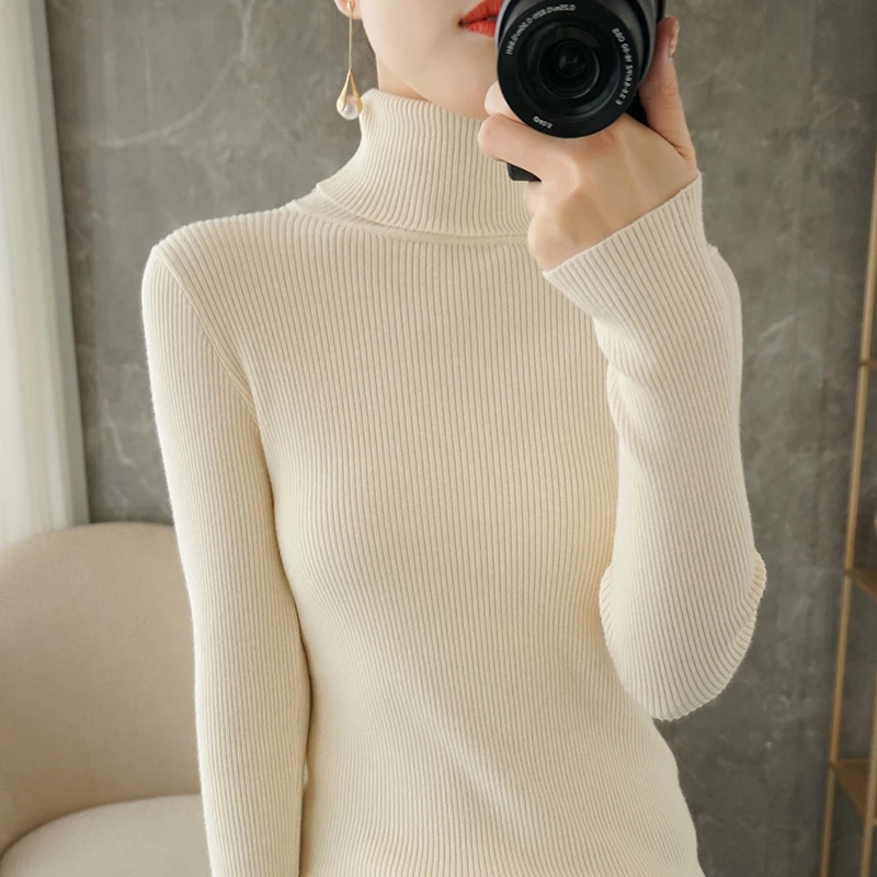 Новинка Женский пуловер с высоким воротником кашемировый свитер эластичный